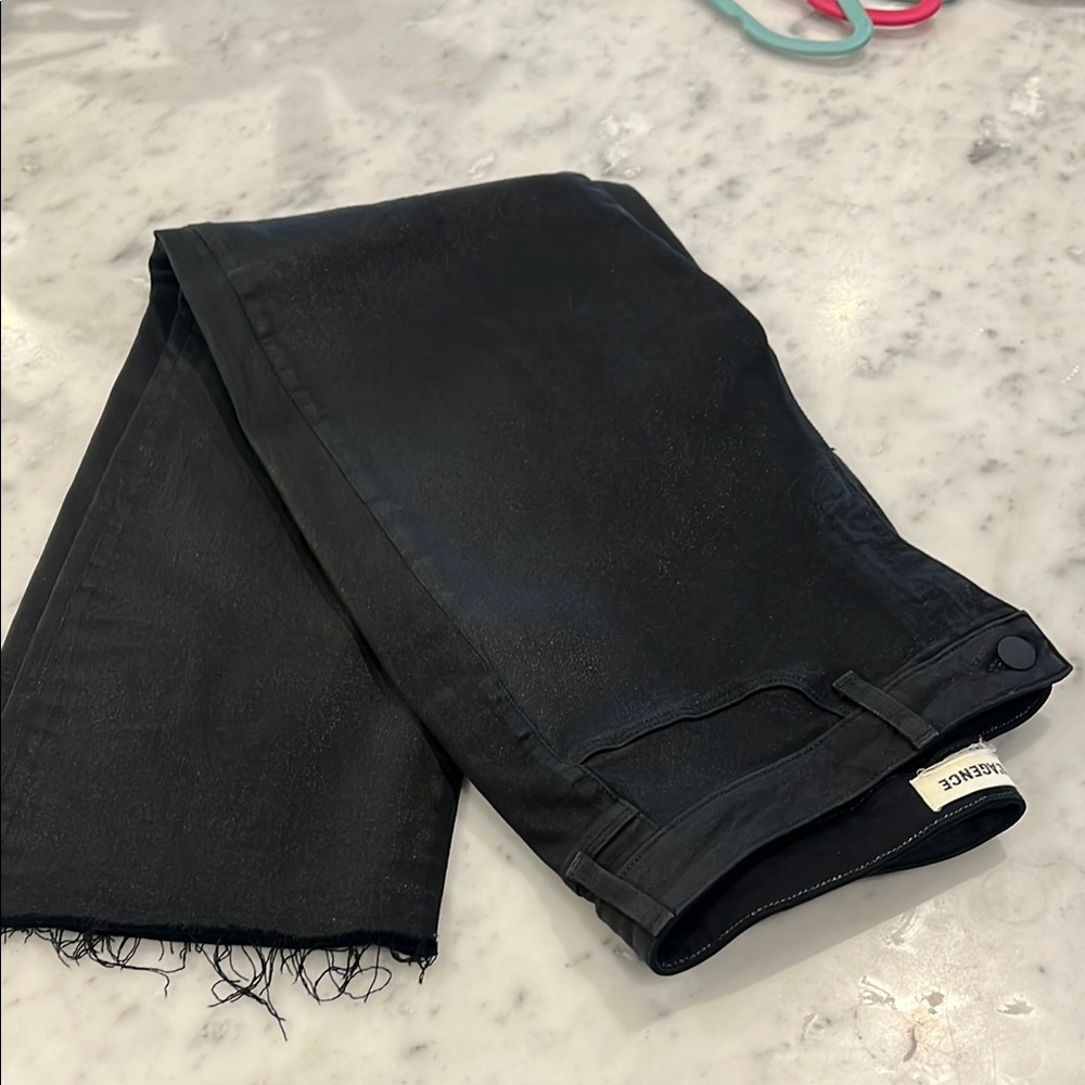 FRAME Jet Black Raw Hem Jeans